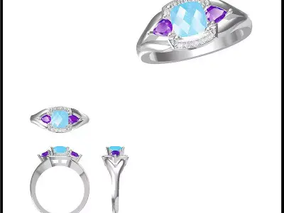 JCD Format Antique color stone rings autodesk jewelry design 3D print model purchase