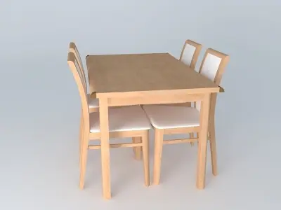 Indiana Red Pine dining table set 3D model
