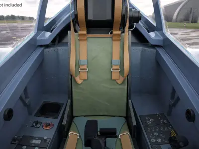 Twin Seat Jet Trainer Aircraft Grey Rigged 3D model