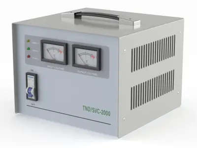 Voltage Stabilizer with Analog Meters Grey 3D model