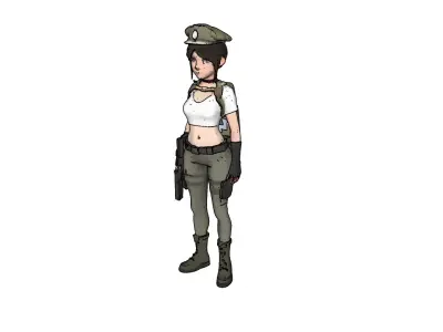 Female Army Modern Suit Low-poly 3D model