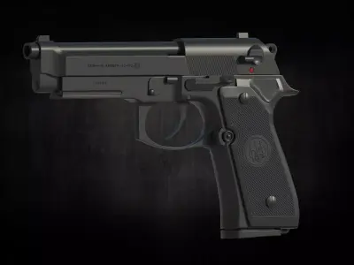 Beretta Pistol low poly game ready Low-poly 3D model