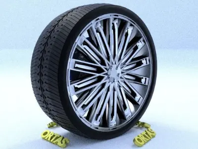 ORTAS CAR RIM 48 GAME READY RIM TIRE AND DISC 3D model