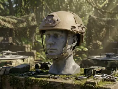 Modern Tactical Ballistic Helmet Tan - Game Ready Low-poly 3D model
