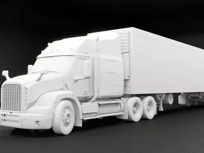 Generic Semi Truck Sleeper Cab and Refrigerated US Trailer UT 3D model