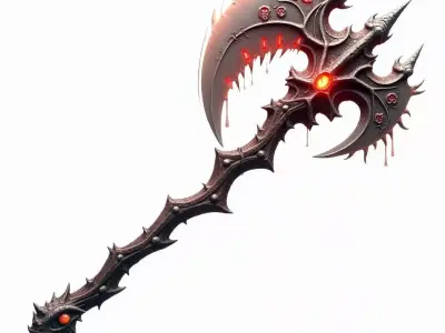 Red Blood Reaper Axe 3D Model Low-poly 3D model