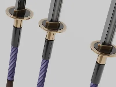 Japanese Furniture Kit - Yari sword-spear with rack  Low-poly 3D model