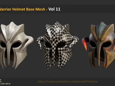 25 Warrior Helmet Base Mesh - Vol 11 Low-poly 3D model