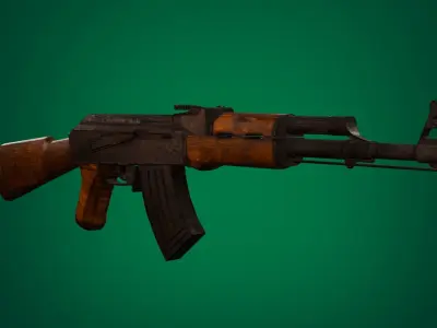 High Quality Optimised Hardsurface Lowpoly AK-47 Low-poly 3D model