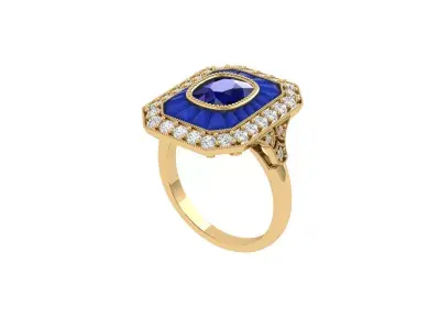 Cushion Art deco Ring 3D print model