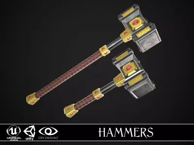 Fantasy Hammers 03 3D Model Pack