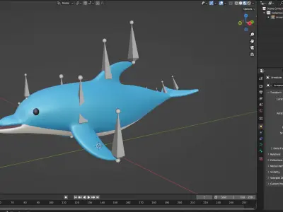 Low Poly - Cartoon Dolphin 2 Rigged  Low-poly 3D model