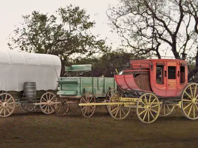 Antique Wood Wagons 3D model