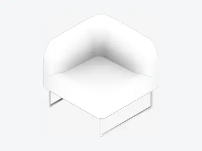 Furniture - Chair - Contemporary - Line - Corner - Right Low-poly 3D model