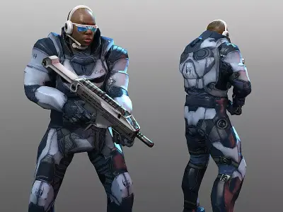 Futuristic Soldier 3 Low-poly 3D model