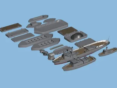 Imperial Japanese Navy For the Background Simplicity Pontoon Set 3D model
