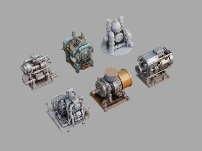 Industrial Machines Pack Low-poly 3D model
