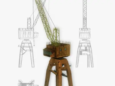Port gantry crane 5 low poly Low-poly 3D model