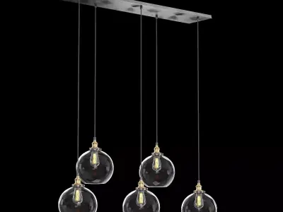 20th c Factory Filament Clear Glass Cafe Rectangular Pendant 3D model
