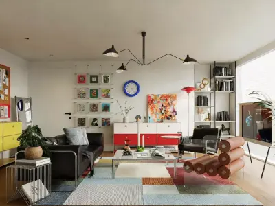 Modern industrial Bauhaus living room 3D model