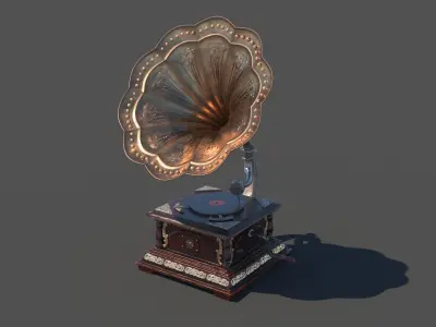 PBR Retro phonograph 3D model