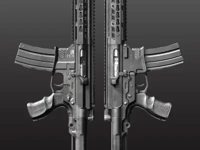 Double Barrel Rifle - Snake Low-poly 3D model