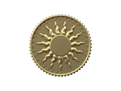 Notched sun relif coin 3D print model