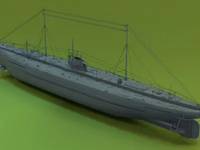Deutschland Merchant Submarine Low-poly 3D model