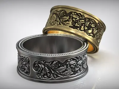 Vintage Floral Pattern Wedding Band 3D print model