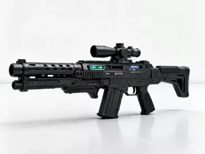 Realistic Sci-Fi Heavy Assault Rifle 3D Model Low-poly 3D model