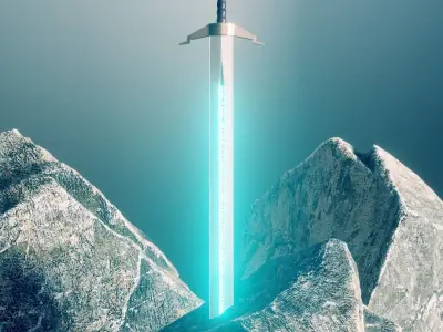 Sword with runes Low-poly 3D model