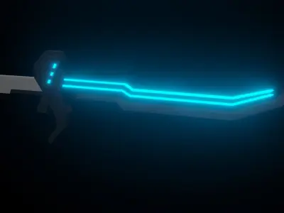 Sci-fi sword with neon lighting blade Low-poly 3D model