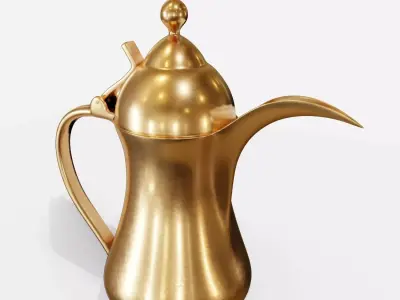dallah golden coffee pot Low-poly 3D model