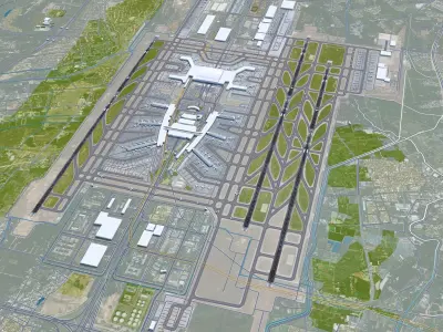 Guangzhou Baiyun International Airport 12km Low-poly 3D model