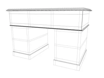 Wooden Antique Desk 3D model