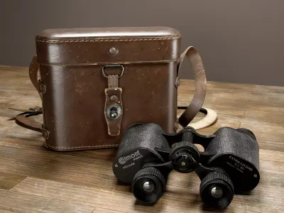 Binocular and Bag Low-poly 3D model