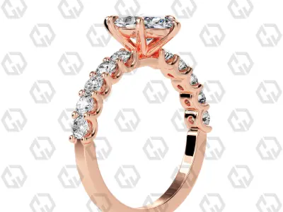 Ring 95 Marquise Shape prong set round on shank with Gems 3D print model