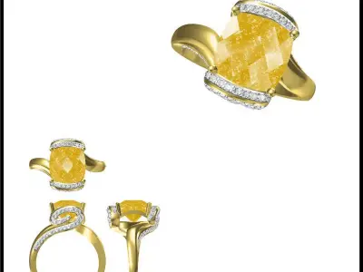 JCD Format Antique color stone rings cad cam jewelry design 3D print model