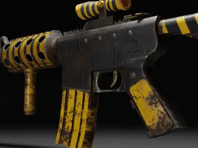 riflem4 gun with stripes Free low-poly 3D model