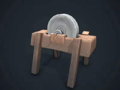 Medieval grindstone Low-poly 3D model purchase