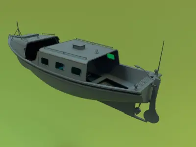 Motorboat 1960 Low-poly 3D model