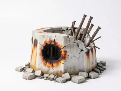 Stylized War-Torn Concrete Bunker 3D Model Low-poly 3D model