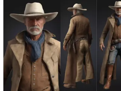 Cowboy Sheriff Character Low-poly 3D model
