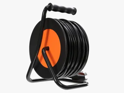 Extension cord reel with sockets 01 3D model