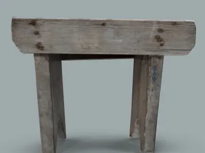 stool wooden Low-poly 3D model