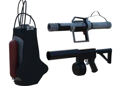 Firefighting tools Low-poly 3D model