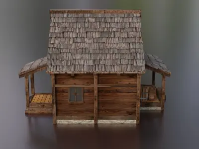 Wooden House C Low-poly 3D model