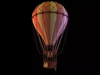 Hot Air Balloon Low-poly 3D model get