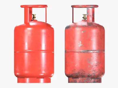 Red LPG Gas Cylinder Low-poly 3D model