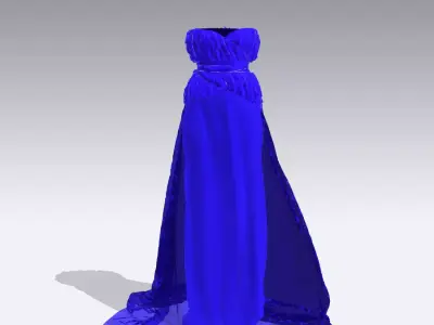 DRESS LOOK DRAPED DARK BLUE LONG DRESS 3D model